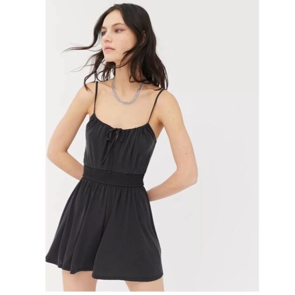 NWT!! Urban Outfitters Santorini Cupro Tie-Front Romper - Picture 1 of 6